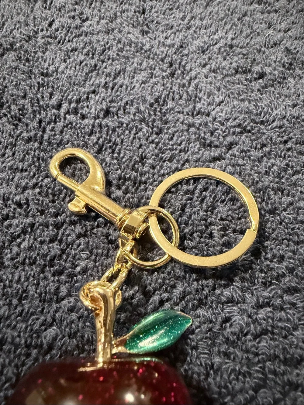 Glitter Cherry Keychain - Gold Hardware